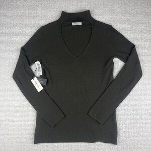 Aritzia Babaton Wom XS Merino Wool Abeyta Choker Sweater Olive green (Read)